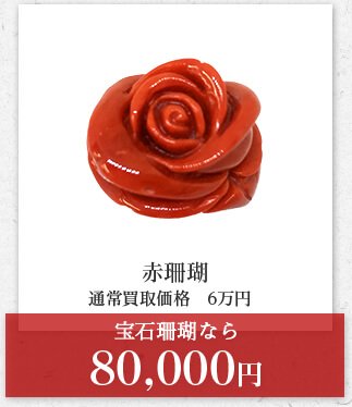 赤珊瑚 通常買取価格　6万円 宝石珊瑚なら 80,000円